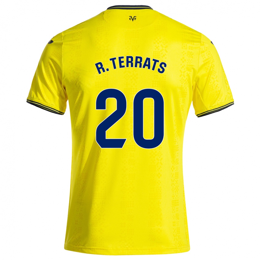 Mænd Ramón Terrats #20 Gul Sort Hjemmebane Spillertrøjer 2024/25 Trøje T-Shirt