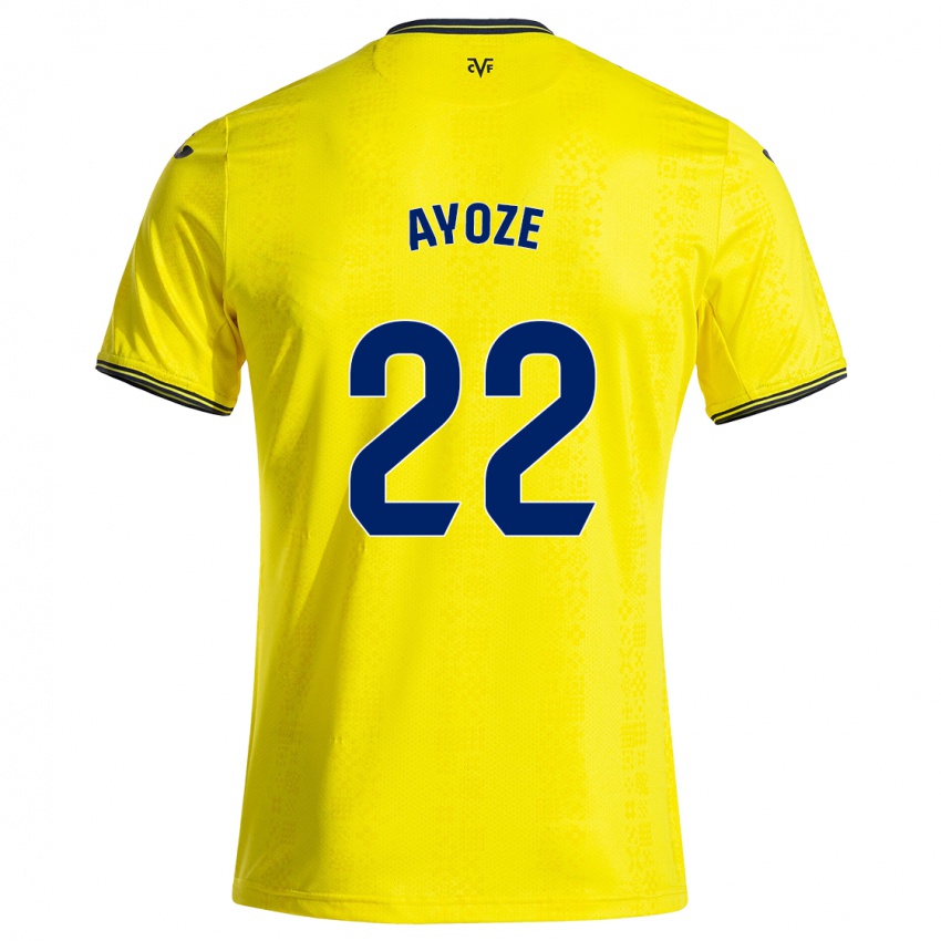 Mænd Ayoze Perez #22 Gul Sort Hjemmebane Spillertrøjer 2024/25 Trøje T-Shirt