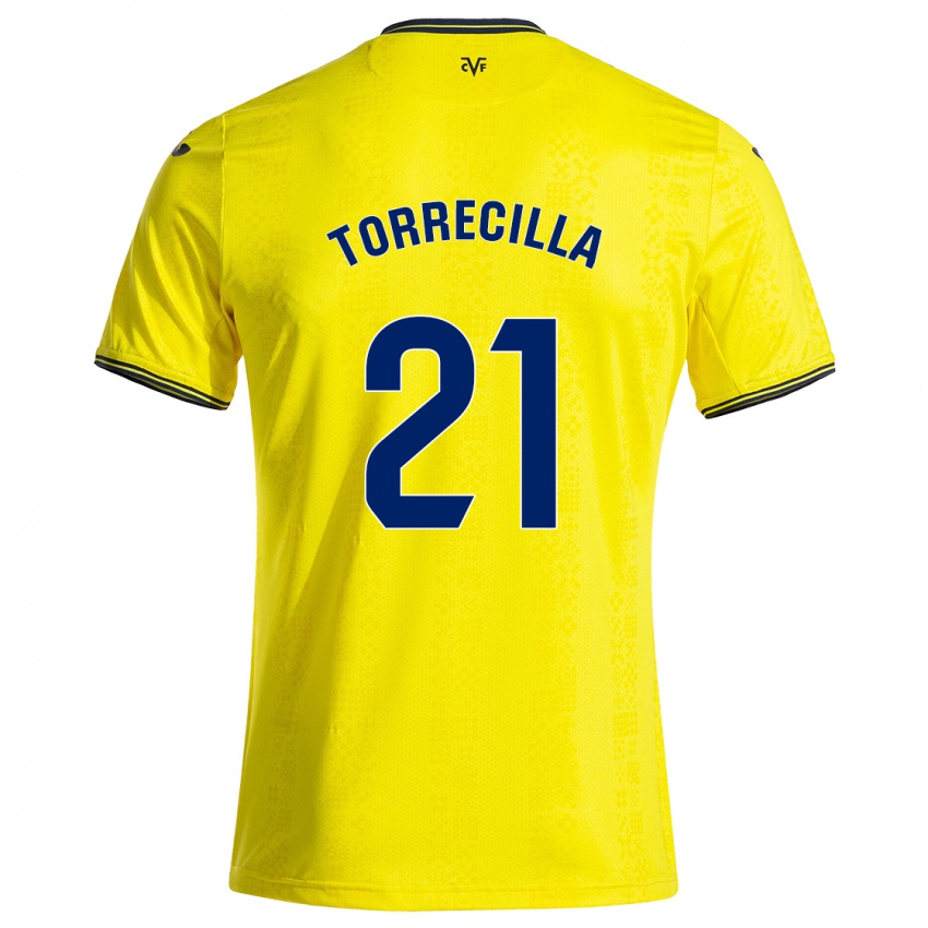 Mænd Virginia Torrecilla #21 Gul Sort Hjemmebane Spillertrøjer 2024/25 Trøje T-Shirt