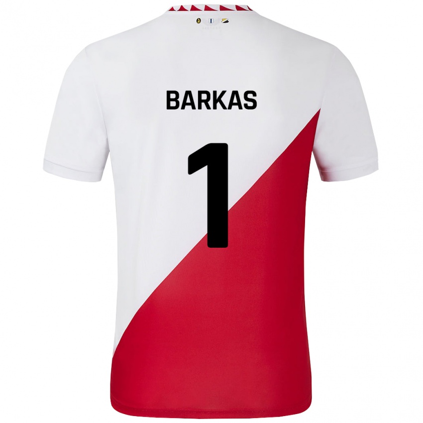 Mænd Vasilios Barkas #1 Hvid Rød Hjemmebane Spillertrøjer 2024/25 Trøje T-Shirt