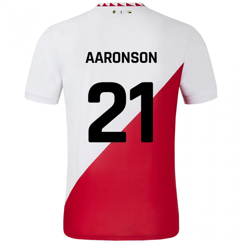 Mænd Paxten Aaronson #21 Hvid Rød Hjemmebane Spillertrøjer 2024/25 Trøje T-Shirt