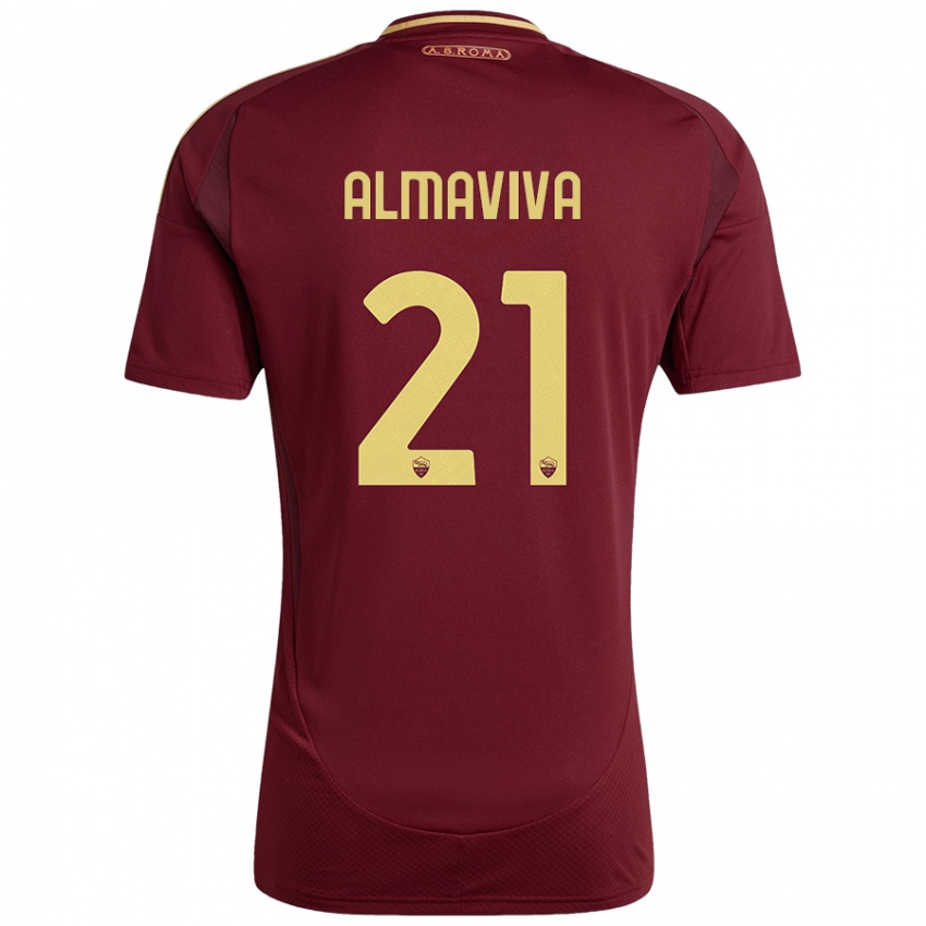 Mænd Mattia Almaviva #21 Rød Brun Guld Hjemmebane Spillertrøjer 2024/25 Trøje T-Shirt