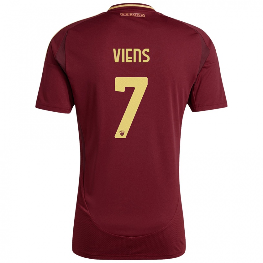 Mænd Evelyne Viens #7 Rød Brun Guld Hjemmebane Spillertrøjer 2024/25 Trøje T-Shirt