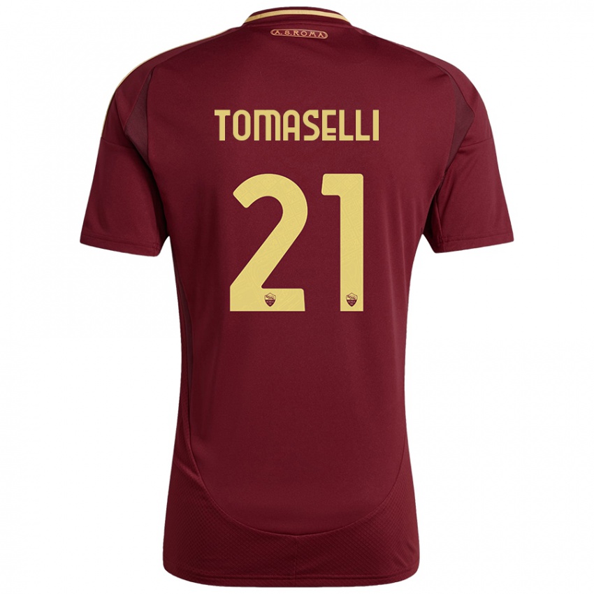 Mænd Martina Tomaselli #21 Rød Brun Guld Hjemmebane Spillertrøjer 2024/25 Trøje T-Shirt