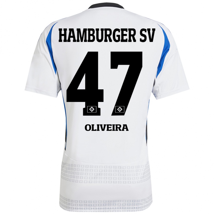 Mænd Nicolas Oliveira #47 Hvid Blå Hjemmebane Spillertrøjer 2024/25 Trøje T-Shirt