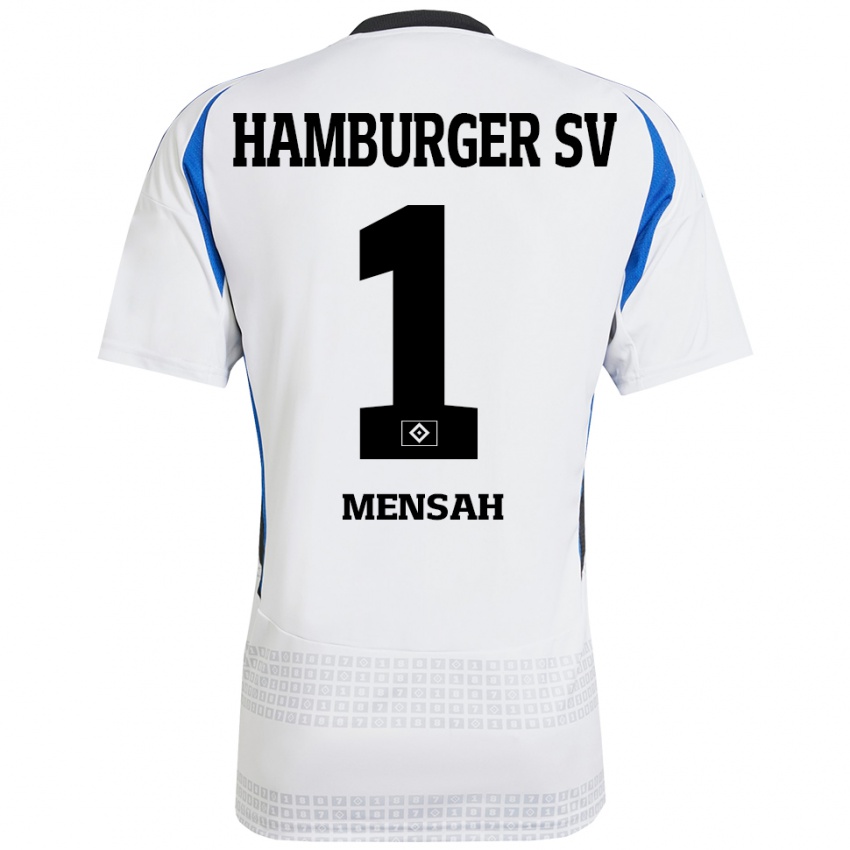 Mænd Steven Mensah #1 Hvid Blå Hjemmebane Spillertrøjer 2024/25 Trøje T-Shirt