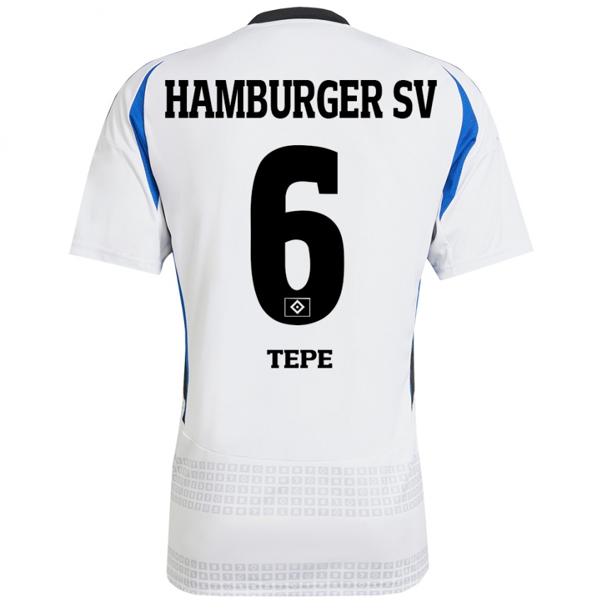 Mænd Niklas Tepe #6 Hvid Blå Hjemmebane Spillertrøjer 2024/25 Trøje T-Shirt