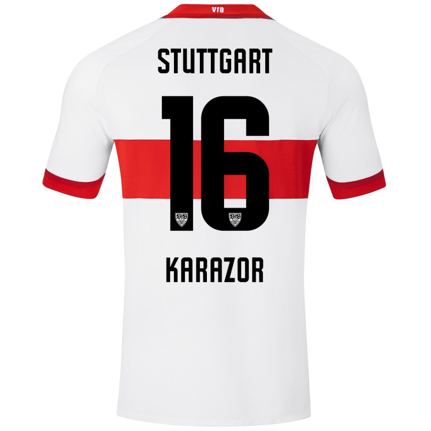 Mænd Atakan Karazor #16 Hvid Rød Hjemmebane Spillertrøjer 2024/25 Trøje T-Shirt