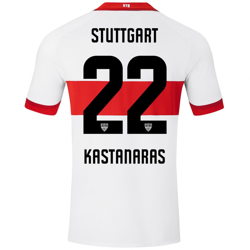 Mænd Thomas Kastanaras #22 Hvid Rød Hjemmebane Spillertrøjer 2024/25 Trøje T-Shirt