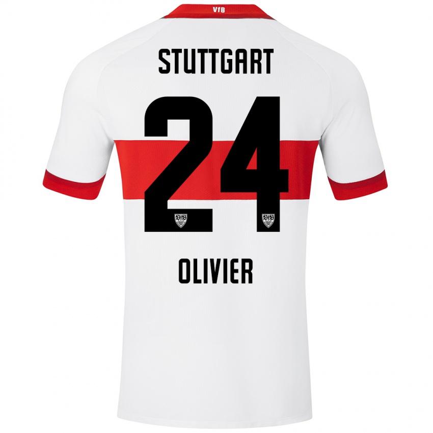 Mænd Christopher Olivier #24 Hvid Rød Hjemmebane Spillertrøjer 2024/25 Trøje T-Shirt