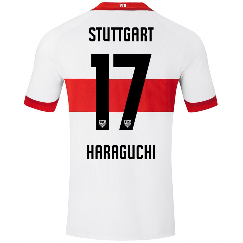 Mænd Genki Haraguchi #17 Hvid Rød Hjemmebane Spillertrøjer 2024/25 Trøje T-Shirt