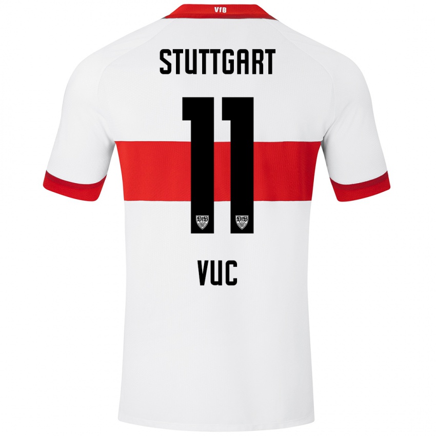 Mænd Patrick Vuc #11 Hvid Rød Hjemmebane Spillertrøjer 2024/25 Trøje T-Shirt