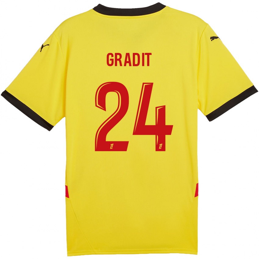 Mænd Jonathan Gradit #24 Gul Rød Hjemmebane Spillertrøjer 2024/25 Trøje T-Shirt