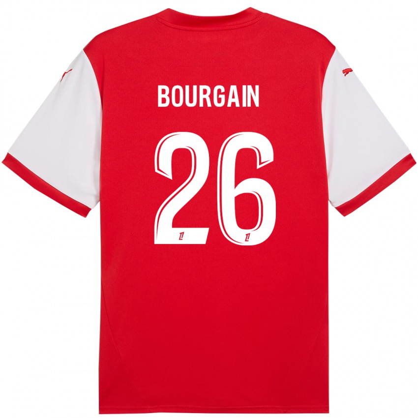 Mænd Lea Bourgain #26 Rød Hvid Hjemmebane Spillertrøjer 2024/25 Trøje T-Shirt