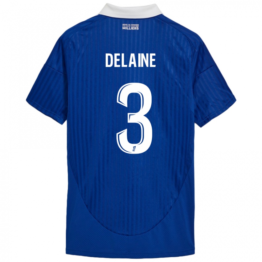 Mænd Thomas Delaine #3 Blå Hvid Hjemmebane Spillertrøjer 2024/25 Trøje T-Shirt