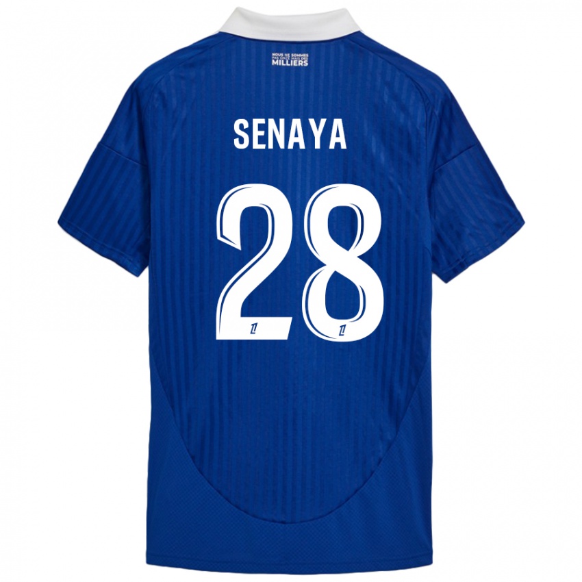 Mænd Marvin Senaya #28 Blå Hvid Hjemmebane Spillertrøjer 2024/25 Trøje T-Shirt