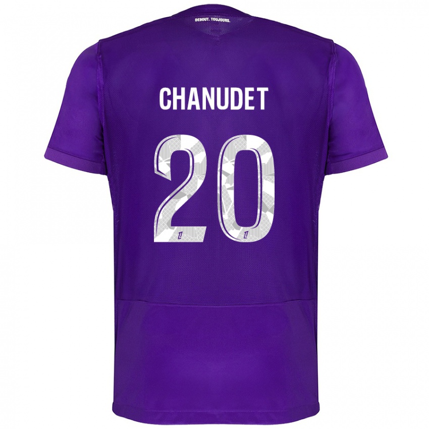 Mænd Coralie Chanudet #20 Lilla Hvid Hjemmebane Spillertrøjer 2024/25 Trøje T-Shirt