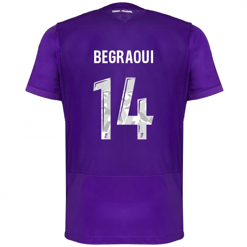 Mænd Yanis Begraoui #14 Lilla Hvid Hjemmebane Spillertrøjer 2024/25 Trøje T-Shirt