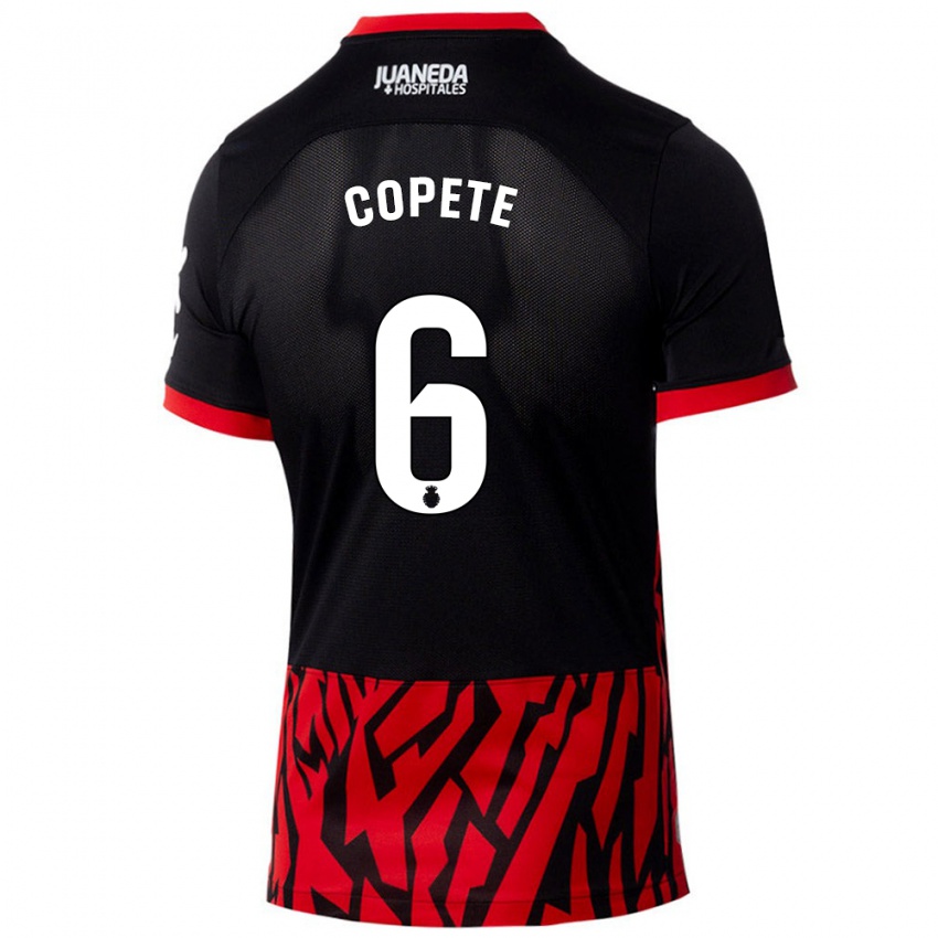 Mænd José Copete #6 Sort Rød Hjemmebane Spillertrøjer 2024/25 Trøje T-Shirt