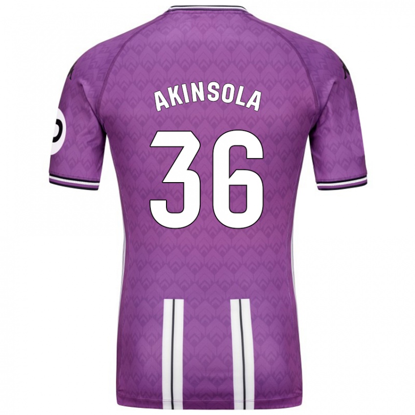 Mænd Tunde Akinsola #36 Lilla Hvid Hjemmebane Spillertrøjer 2024/25 Trøje T-Shirt