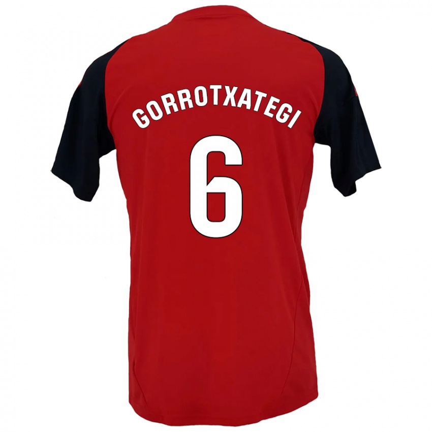 Mænd Jon Gorrotxategi #6 Rød Sort Hjemmebane Spillertrøjer 2024/25 Trøje T-Shirt