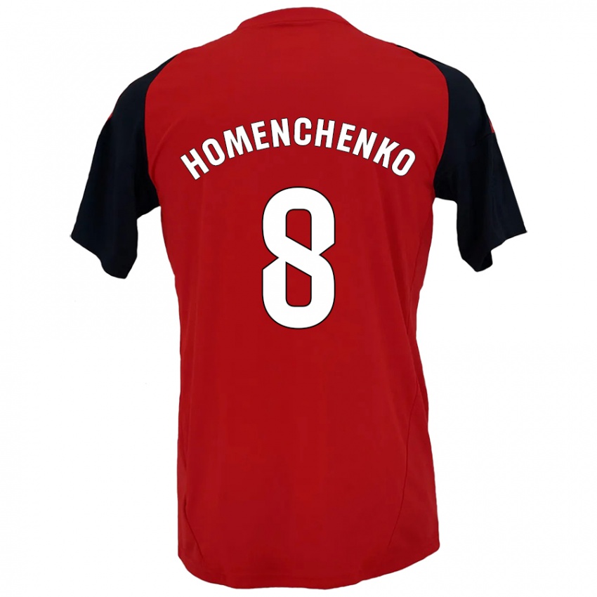 Mænd Santiago Homenchenko #8 Rød Sort Hjemmebane Spillertrøjer 2024/25 Trøje T-Shirt