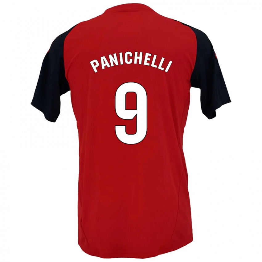 Mænd Joaquín Panichelli #9 Rød Sort Hjemmebane Spillertrøjer 2024/25 Trøje T-Shirt