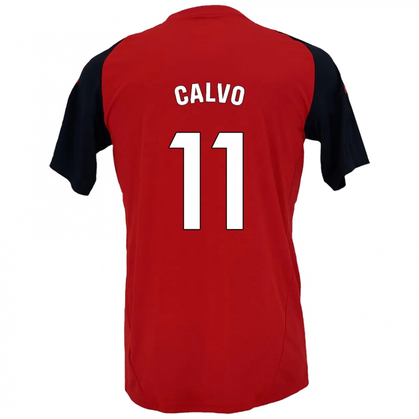 Mænd Álex Calvo #11 Rød Sort Hjemmebane Spillertrøjer 2024/25 Trøje T-Shirt