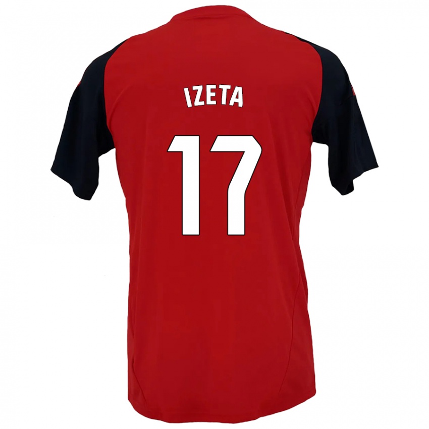 Mænd Urko Izeta #17 Rød Sort Hjemmebane Spillertrøjer 2024/25 Trøje T-Shirt