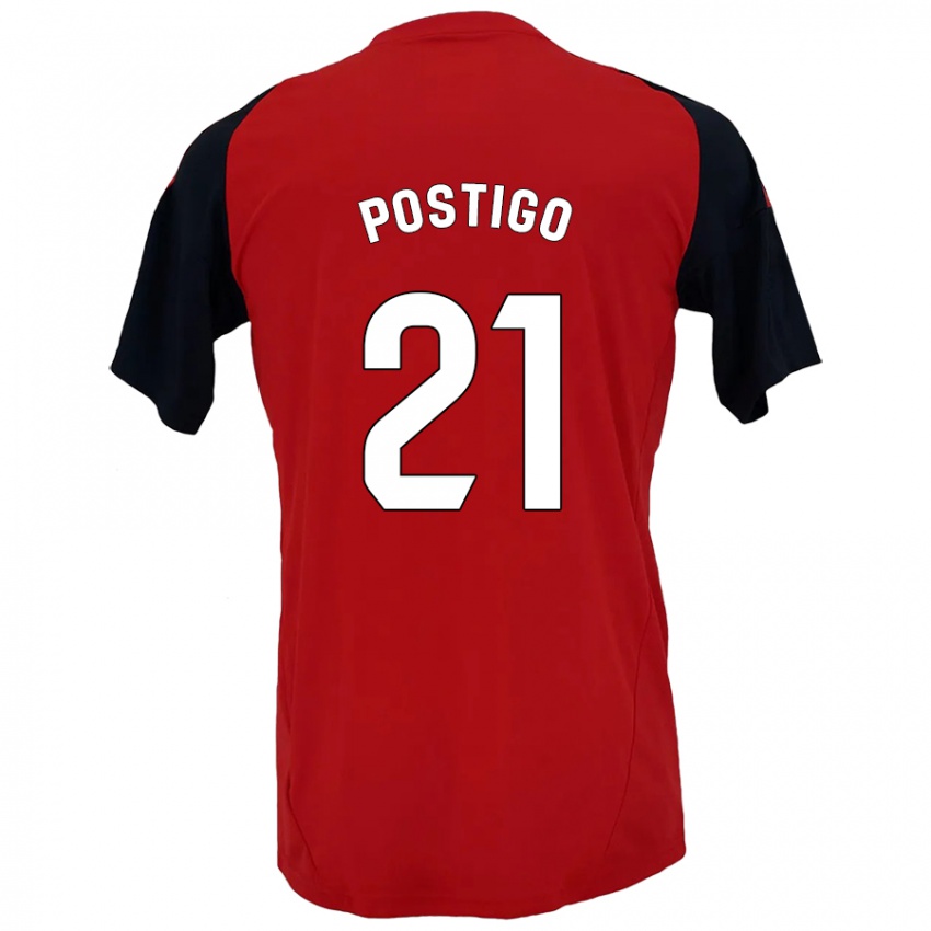 Mænd Sergio Postigo #21 Rød Sort Hjemmebane Spillertrøjer 2024/25 Trøje T-Shirt