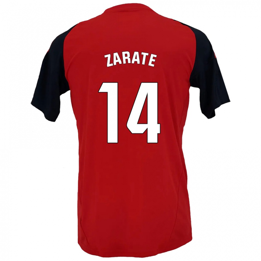 Mænd Hugo Zárate #14 Rød Sort Hjemmebane Spillertrøjer 2024/25 Trøje T-Shirt