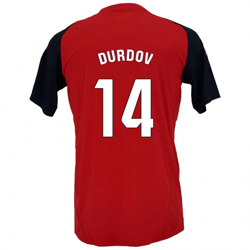 Mænd Ivan Durdov #14 Rød Sort Hjemmebane Spillertrøjer 2024/25 Trøje T-Shirt