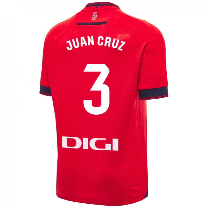 Mænd Juan Cruz #3 Rød Hvid Hjemmebane Spillertrøjer 2024/25 Trøje T-Shirt