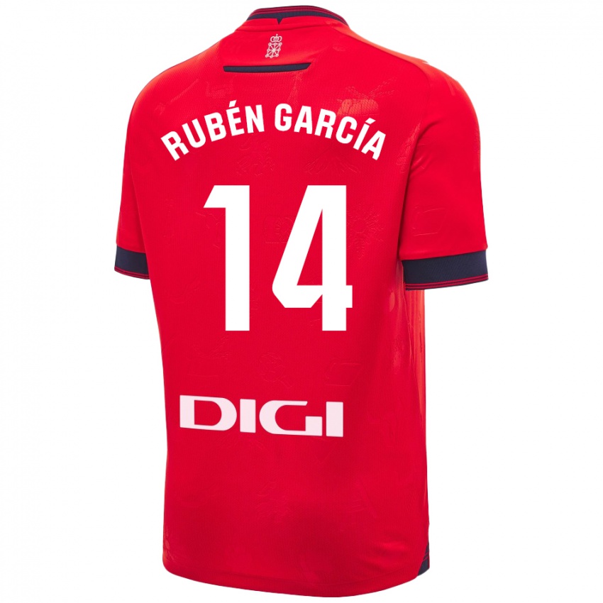 Mænd Rubén García #14 Rød Hvid Hjemmebane Spillertrøjer 2024/25 Trøje T-Shirt