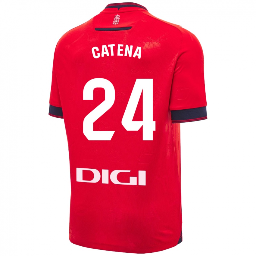 Mænd Alejandro Catena #24 Rød Hvid Hjemmebane Spillertrøjer 2024/25 Trøje T-Shirt