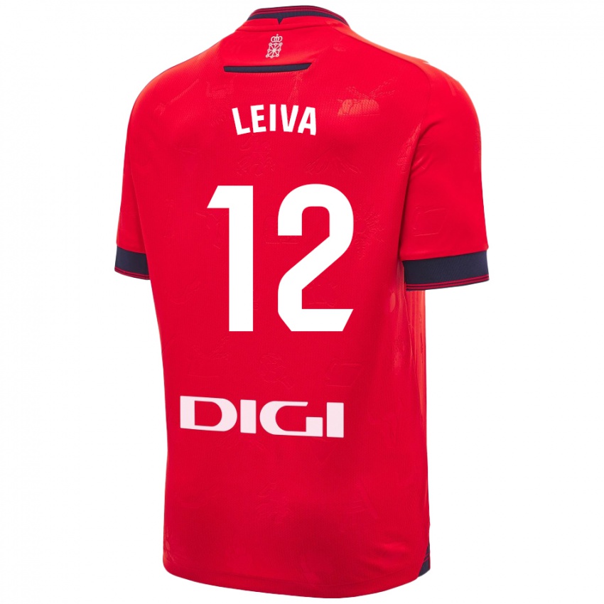 Mænd Álvaro Leiva #12 Rød Hvid Hjemmebane Spillertrøjer 2024/25 Trøje T-Shirt