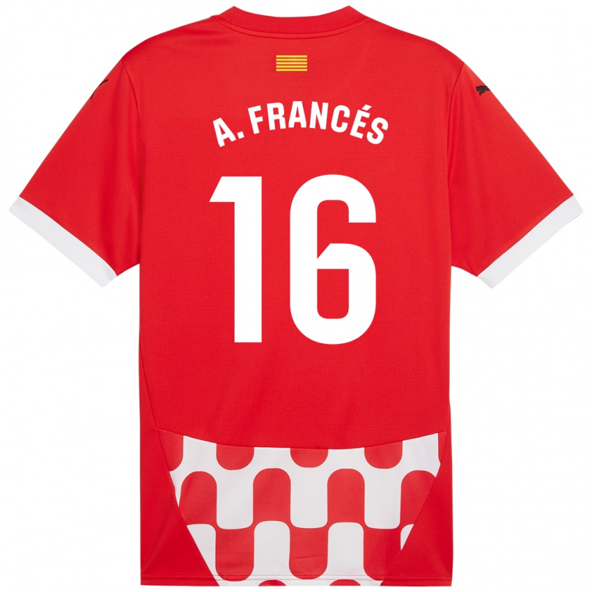 Mænd Alejandro Francés #16 Rød Hvid Hjemmebane Spillertrøjer 2024/25 Trøje T-Shirt