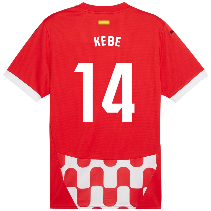 Mænd Moussa Kébé #14 Rød Hvid Hjemmebane Spillertrøjer 2024/25 Trøje T-Shirt