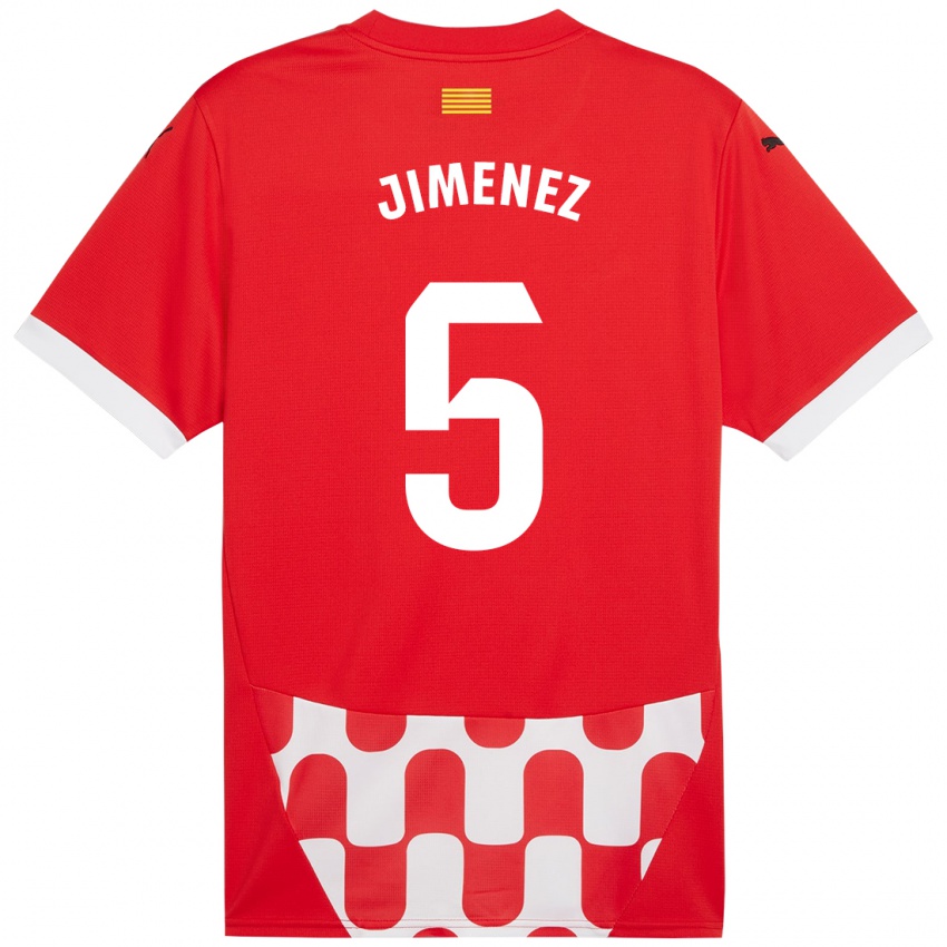 Mænd Ángela Jiménez #5 Rød Hvid Hjemmebane Spillertrøjer 2024/25 Trøje T-Shirt