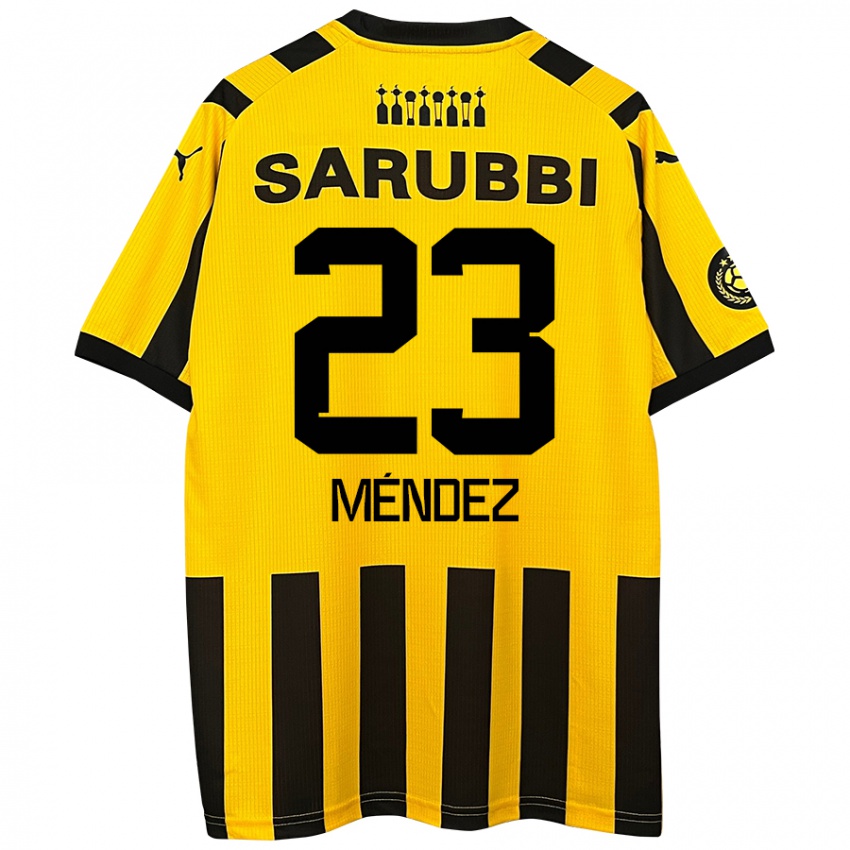 Mænd Javier Méndez #23 Gul Sort Hjemmebane Spillertrøjer 2024/25 Trøje T-Shirt