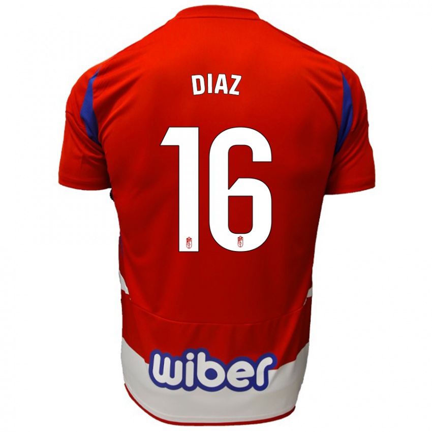 Mænd Víctor Díaz #16 Rød Hvid Blå Hjemmebane Spillertrøjer 2024/25 Trøje T-Shirt