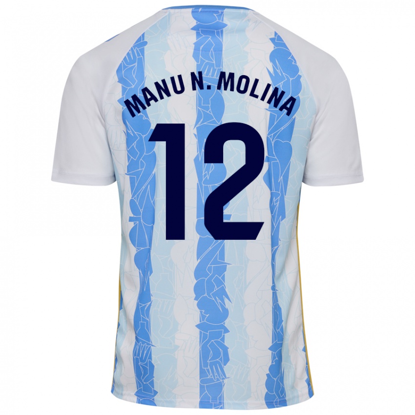 Mænd Manu Molina #12 Hvid Blå Hjemmebane Spillertrøjer 2024/25 Trøje T-Shirt