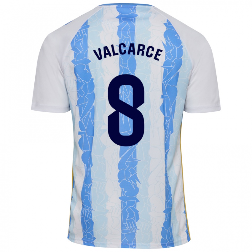 Mænd Alejandro Valcarce #8 Hvid Blå Hjemmebane Spillertrøjer 2024/25 Trøje T-Shirt