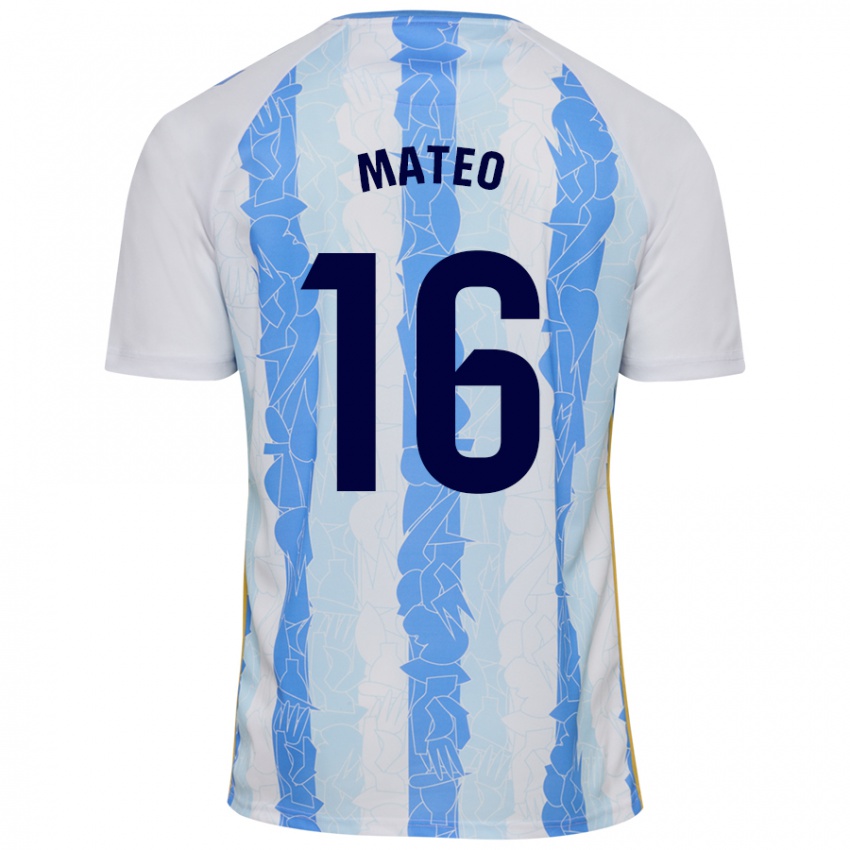 Mænd Ángel Mateo #16 Hvid Blå Hjemmebane Spillertrøjer 2024/25 Trøje T-Shirt