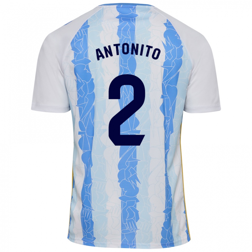 Mænd Antoñito #2 Hvid Blå Hjemmebane Spillertrøjer 2024/25 Trøje T-Shirt