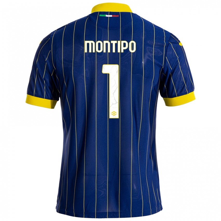 Mænd Lorenzo Montipò #1 Blå Gul Hjemmebane Spillertrøjer 2024/25 Trøje T-Shirt