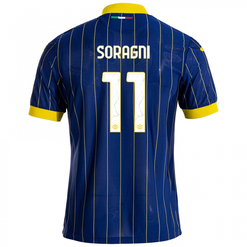 Mænd Alberto Soragni #11 Blå Gul Hjemmebane Spillertrøjer 2024/25 Trøje T-Shirt