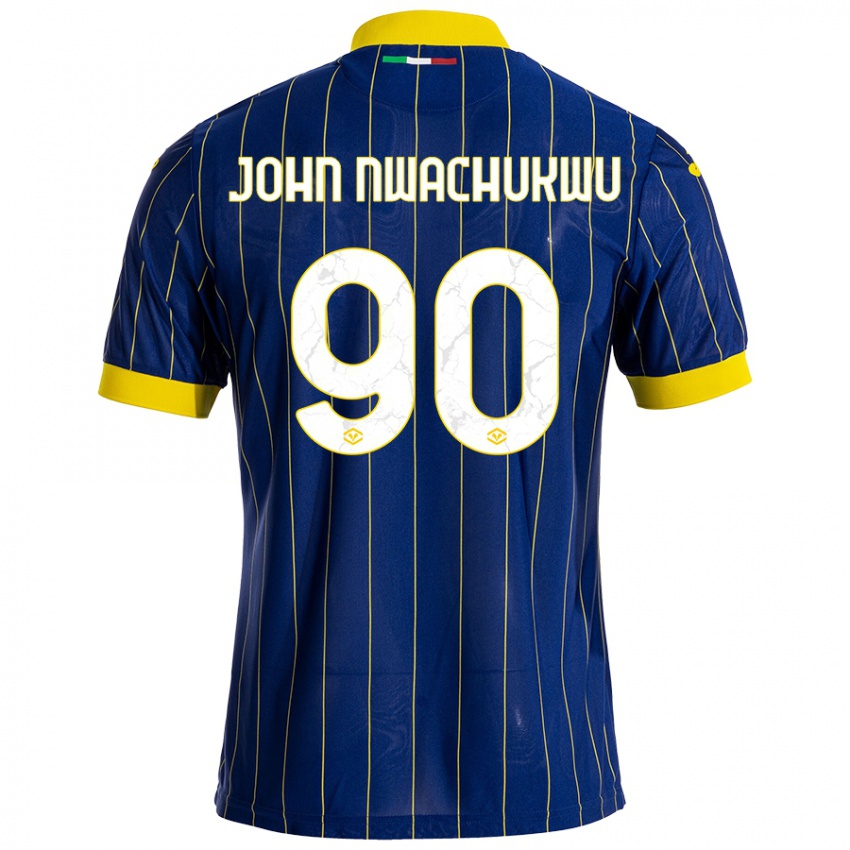 Mænd Samuel John Nwachukwu #90 Blå Gul Hjemmebane Spillertrøjer 2024/25 Trøje T-Shirt