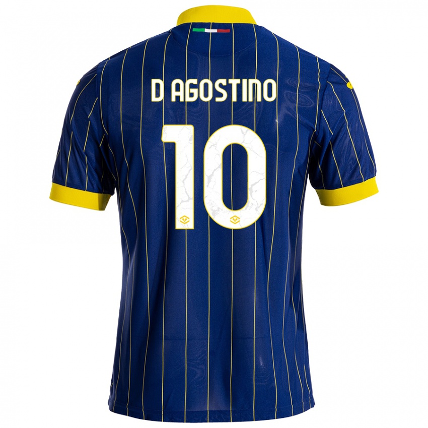 Mænd Samuele D'agostino #10 Blå Gul Hjemmebane Spillertrøjer 2024/25 Trøje T-Shirt