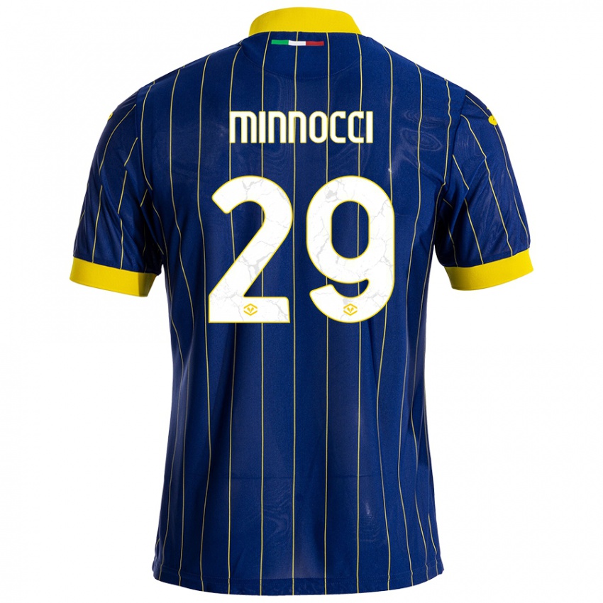 Mænd Valerio Minnocci #29 Blå Gul Hjemmebane Spillertrøjer 2024/25 Trøje T-Shirt